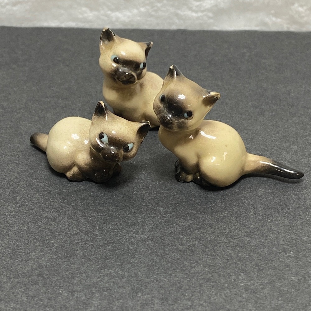 Hagen Renaker VTG Mini Siamese Cat Figurines Porcelain Set of 3 Kittens*SEE Read